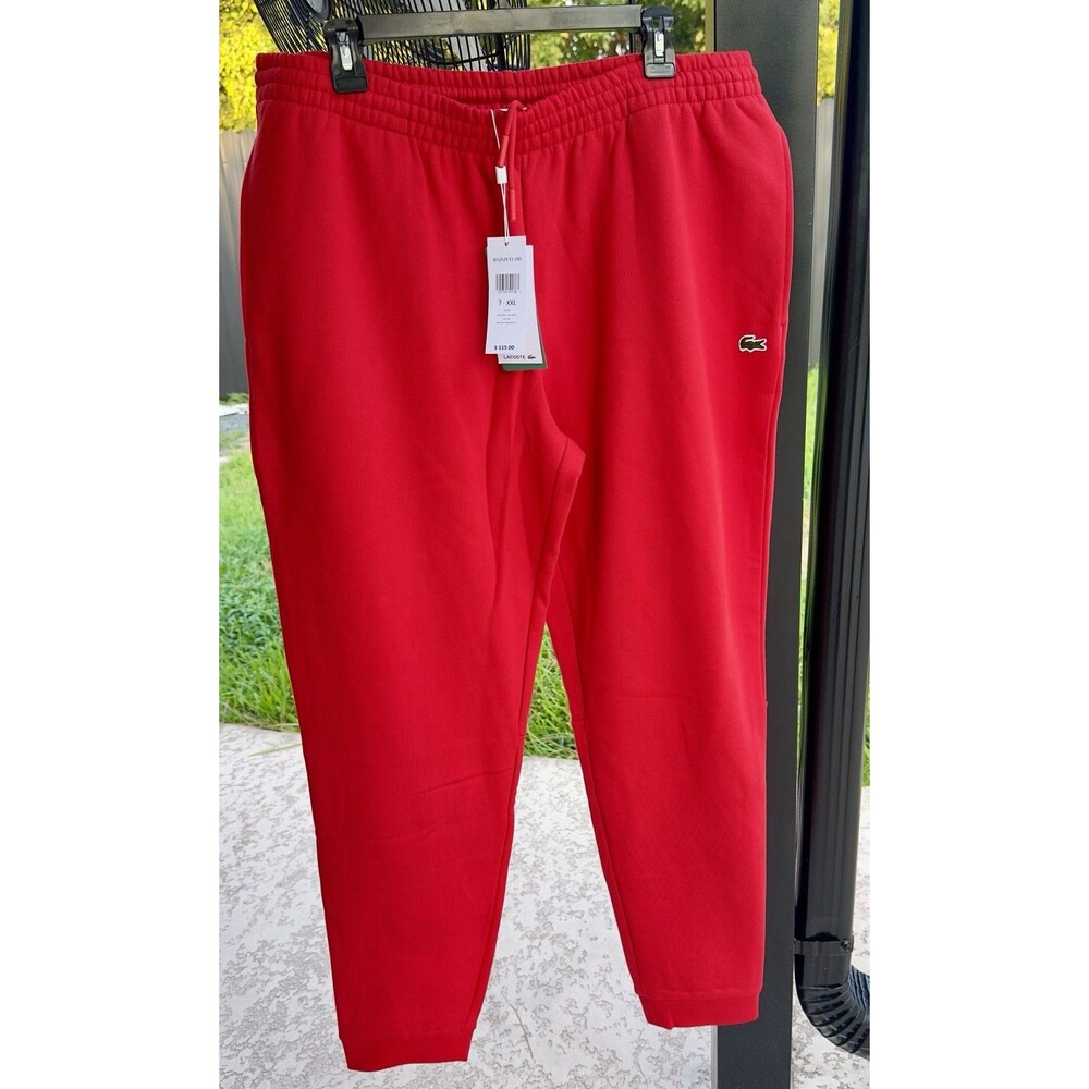 Lacoste Men’s XXL Tapered Fit Org Cotton Blend Fleece Jogger Sweatpants Red NWT